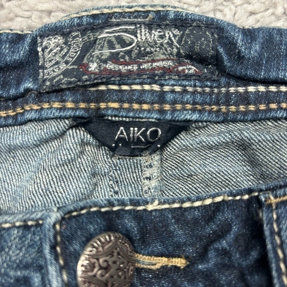 Silver Jeans Womens 31 Boot Cut Aiko Dark Wash Big Stitch Fade Out Club Party - Picture 2 of 6